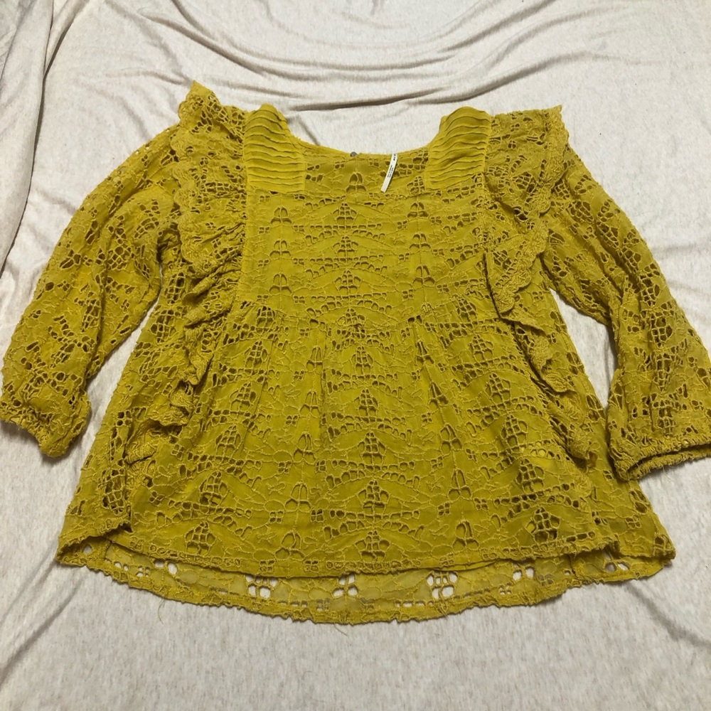 Anthropology Clementine Eyelet Blouse Embroidered Lace Cottagecore Farmhouse